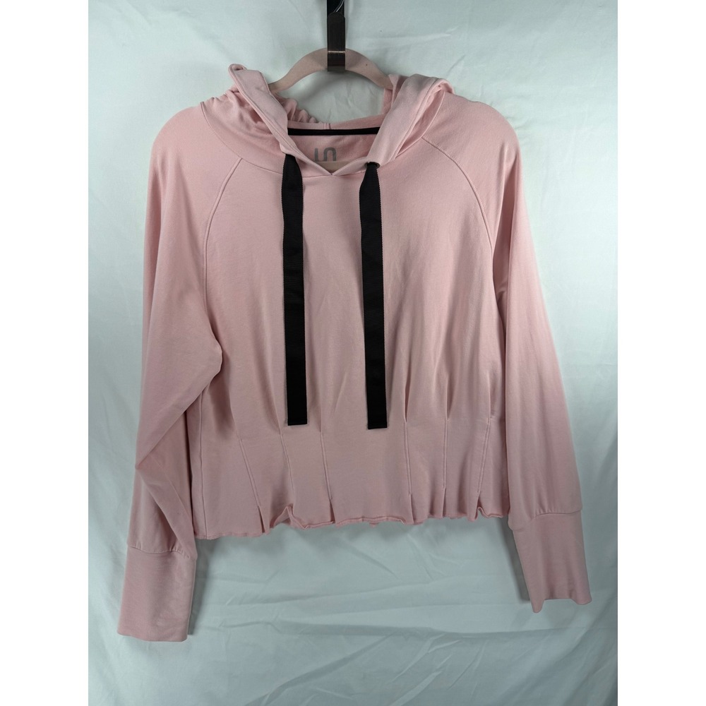 Urban Savage Sz Med Pink Corset Pleated Hem Cropped Hoodie Sweatshirt Womens M